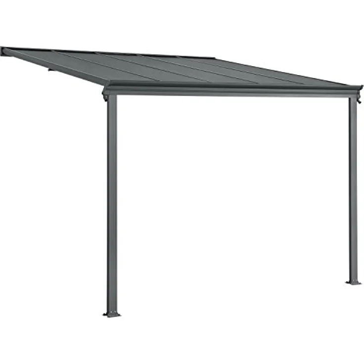 Juskys Terrassenüberdachung Borneo 3x3 m — Sonnenschutz aus Aluminium mit transparenten Doppelstegplatten — Terrassendach zur Wandmontage in Anthrazit – Bild 1
