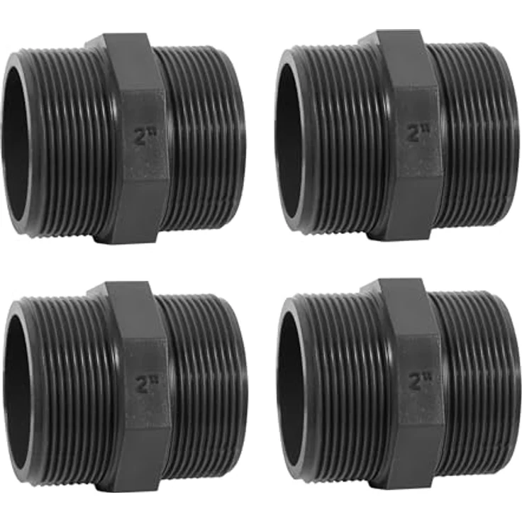 HAF PVC Fittings Doppelnippel 2" Außengewinde x Außengewinde, graues PVC, PN16 für Verrohrung, 4er Pack – Bild 1
