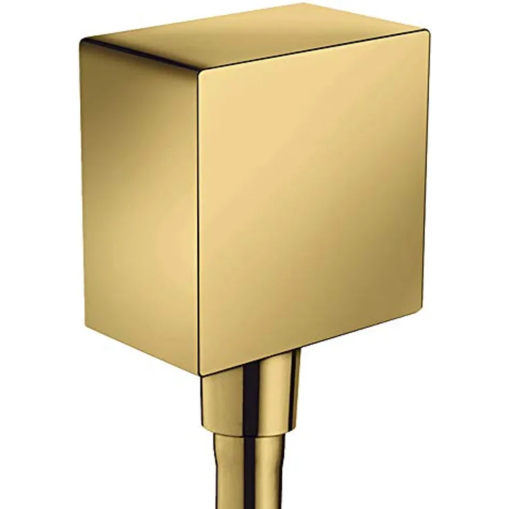 hansgrohe Schlauchanschluss FixFit Square, Wandanschluss mit Rückflussverhinderer, Polished Gold Optic, 41,00