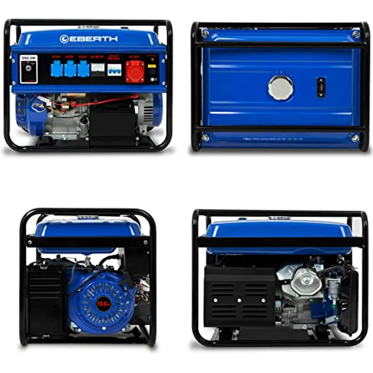 Eberth - 5500 Watt Benzin Stromerzeuger (E-Start, 13 PS Benzinmotor, Ölmangelsicherung, Automatischer Voltregler, 3-Phasen, 1x 400V, 3x 230V, 1x 12V, – Bild 3