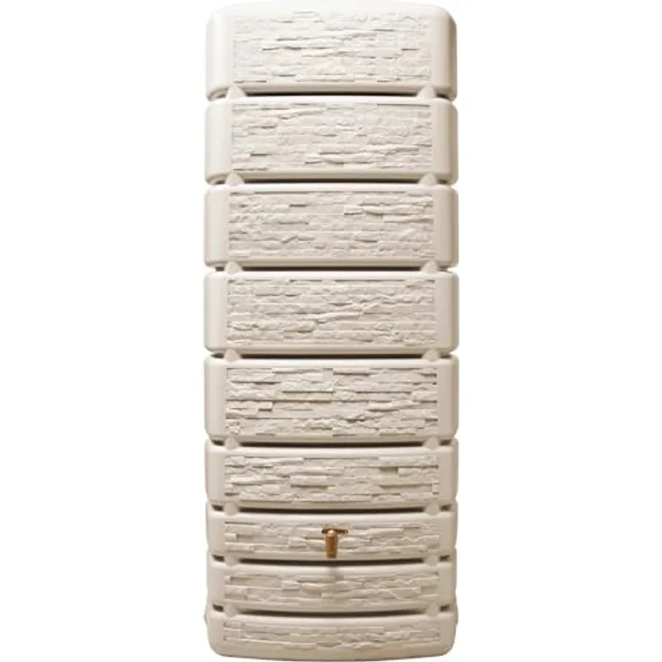 Graf 4Rain Regentonne Wand-Tank SLIM Stone Dekor 500L sandbeige, Stilvolle Steinoptik, inkl. Auslaufhahn