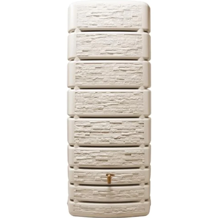Graf 4Rain Regentonne Wand-Tank SLIM Stone Dekor 500L sandbeige, Stilvolle Steinoptik, inkl. Auslaufhahn – Bild 1