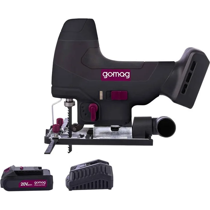 Gomag Akku-Stichsäge GO-STS254BL, 2,0 Ah Starterkit mit 7 einstellbaren Schnittwinkeln (45° - +45) und bürstenlosem Motor