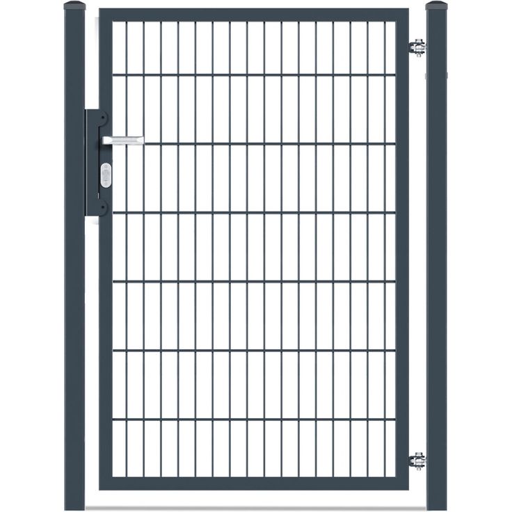 deutsche zauntechnik Drehflügeltor 'Vario basic DS', anthrazitgrau, 100 x 140 cm, inklusive Pfosten und Zubehör, mit hochwertigem Profilzylinder, frei wählbarer Anschlag, korrosionsgeschützt durch Feuerverzinkung