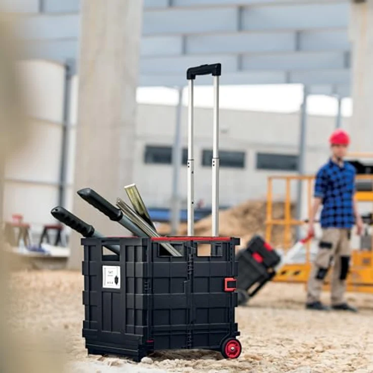 Kistenberg zusammenklappbarer Transportwagen Cart, Tragfähigkeit bis zu 25 kg, wetterfester Kunststoff, Teleskopgriff aus Aluminium – Bild 8