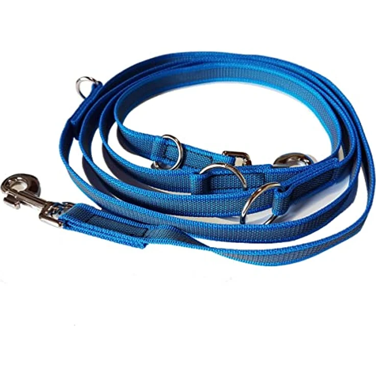 Activity4Dogs Hundeleine Nylon Anti-Slip rutschfest, 2,80 m lang, 4-Fach verstellbar, Multileine, blau, Made IN Germany – Bild 1
