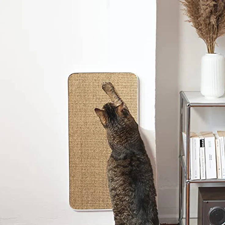 LucyBalu® Katzen Kratzbrett für die Wand, Austauschbare Sisal Kratzmatte mit Metallrahmen, Weiß, Kratzschutz und Wall-Mount Design – Bild 1