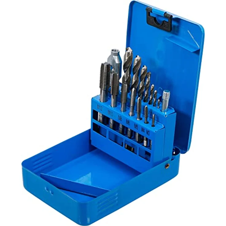 BGS technic Gewindebohrer BGS Gewindeschneid-/HSS-Bohrer-Satz M3-M12, hochwertige HSS-Qualität in kompakter Metall-Klappbox – Bild 3