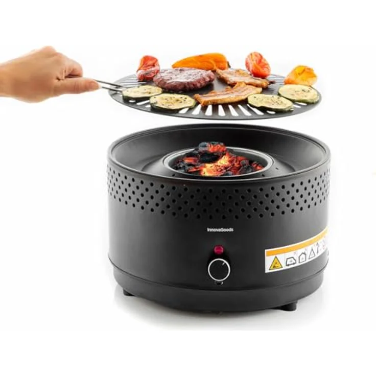 InnovaGoods® Tischgrill, tragbarer Holzkohlegrill ohne Rauch und Gerüche, anpassbar mit Batterien oder USB-C-Anschluss – Bild 1