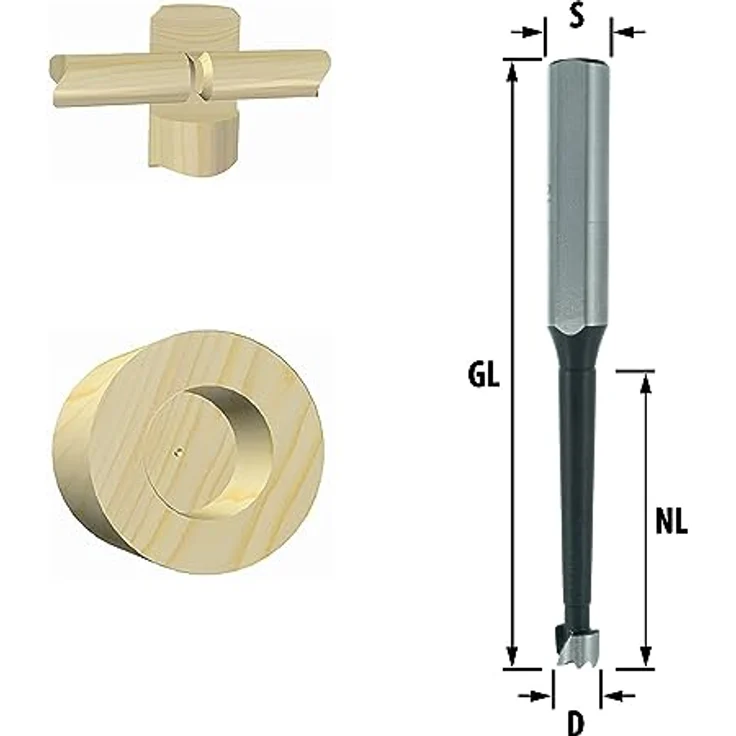 Ent European Norm Tools - ENT 40410 Multi-Spur-Bit metrisch - Durchmesser (D) 10 mm, NL 60 mm, GL 120 mm, S 12,7 mm mit 3 Flächen – Bild 2