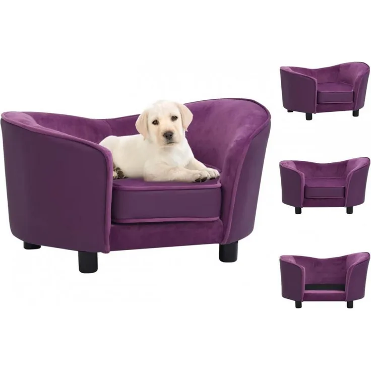 vidaXL Hundekorb Hundesofa Burgunderrot 69x49x40 cm Plüsch und Kunstleder, für erwachsene Katzen und kleinere Hunde