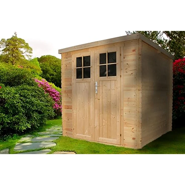TIMBELA Gartenhaus Holz - Geräteschuppen Holz - Gerätehaus mit hochwertige abschließbare Tür B204xL204xH202 cm/ 3.53 m2 - Fahrrad Schuppen - Gartenhäuser & aufbewahrung Wasserfestes Dach M309F – Bild 2