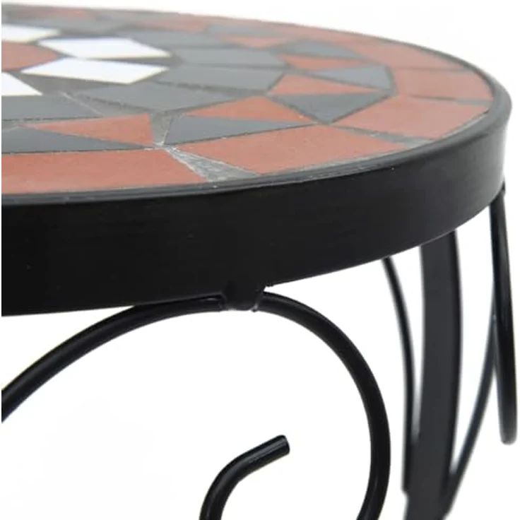 vidaXL Blumenständer, Pflanzenständer 3 Stk. Terrakottarot und Weiß Keramik - Mediterranes Design, pulverbeschichtetes Eisen, robust und stabil – Bild 7