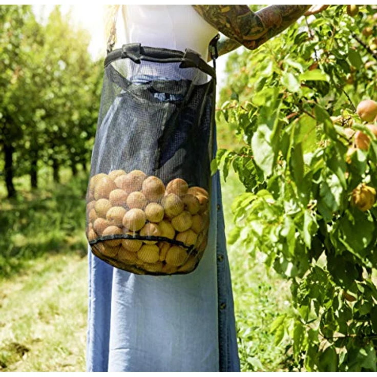 Windhager Erntetasche Gemüse, Gartentasche, Hilfe zum Obst sammeln, Erntesack, Ø 26cm x 45cm, 06246, schwarz – Bild 3