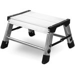 siwitec Alumium-Klapptritt 1 Stufe | Kleine Trittleiter mit rutschfesten Standfüßen | 150 kg Traglast | Geriffelte Stufen | Platzsparend | Klappleiter