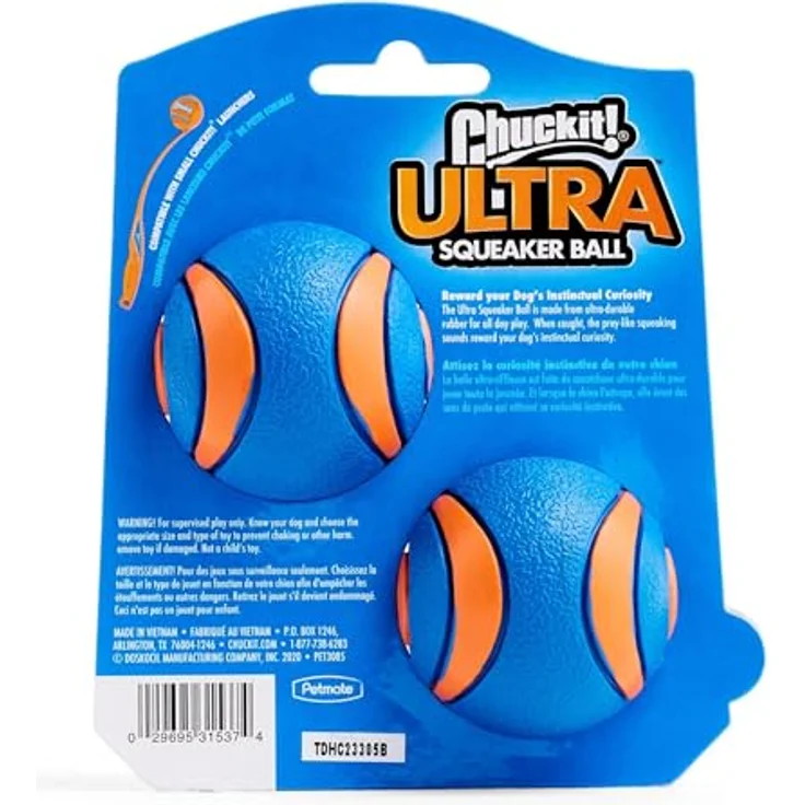 Chuckit Ultra Squeaker Ball, Hundespielzeug 2er Pack, Größe M (Durchmesser 6 cm), schwimmfähig und kombinierbar mit Chuckit! Ball Launcher – Bild 2