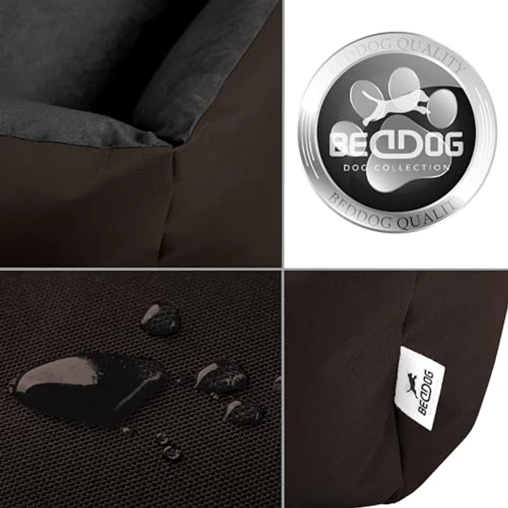 BedDog Hundebett LUPI, Hundekissen mit abziehbaren waschbaren Bezug, Hundekorb, Hundesofa, für kleine Hunde, M, braun-schwarz – Bild 4