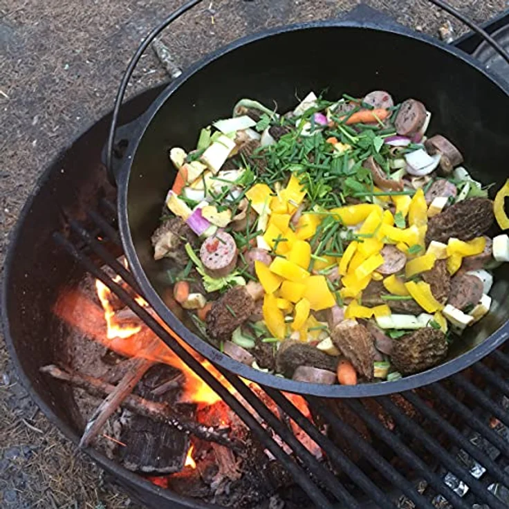 FireRocket Dutch Oven 6qt 5,5L mit Füßen Premium Gusseisen Schmortopf Gusstopf Feuertopf Bräter eingebrannt niederländischer Kochtopf – Bild 6