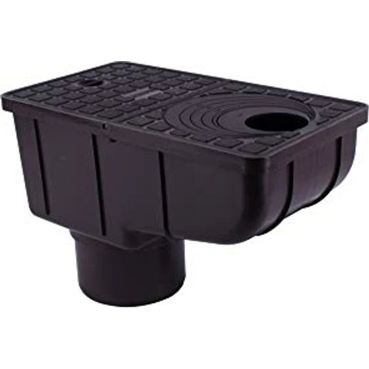 Marley Regensinkkasten RSK 1500, Schwarz, mit Laubfangkorb und Geruchsverschluss für Fallrohre 50-125 mm – Bild 2