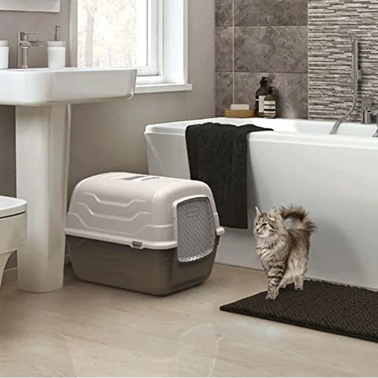 GarPet Katzenklo mit Deckel Schaufel Aktivkohlefilter - Haube kippbar - große XXL Katzentoilette Katzen WC Hauben Toilette Klo Outdoor – Bild 3