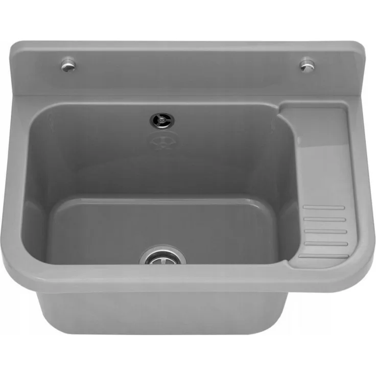 QLS Küchenspüle Vigo, Kunststoff-Spülbecken, 50 x 34 cm Ausgussbecken, Garten Werkstatt, Polypropylen, Weiß