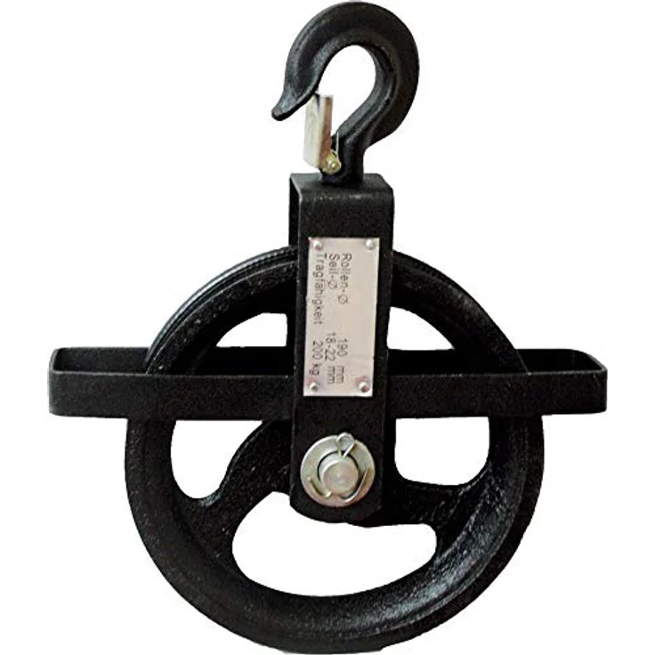 ELC Seilrad 190 mm, 200 kg für Seile von 18 - 22 mm Seil, Handaufzugseil in Spinnfaser, mit Schlaufe und Karabinerhaken – Bild 2