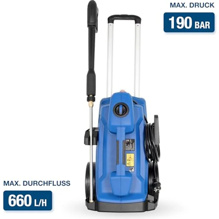 HYUNDAI Hochdruckreiniger HPW3100IE, max. 190 bar, 660 l/h, 3100 W Induktionsmotor, 10m verdreh-sicherer Schlauch, 4 Düsenaufsätze, rotierende Turbodüse – Bild 2
