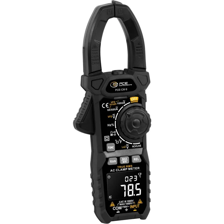 PCE Instruments PCE-CM 6 Hand-Multimeter, digital mit Spannungsprüfer CAT III 1000V, 6000 Counts, True RMS, Low Z-Funktion, LED-Taschenlampe