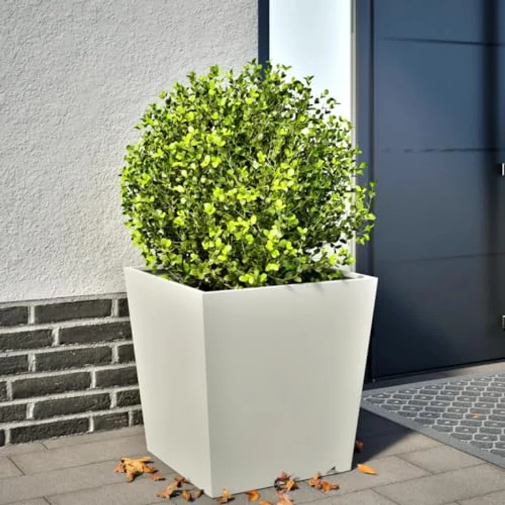 vidaXL Pflanzkübel Weiß 50x50x50 cm Stahl, stabil und rostbeständig – Bild 2