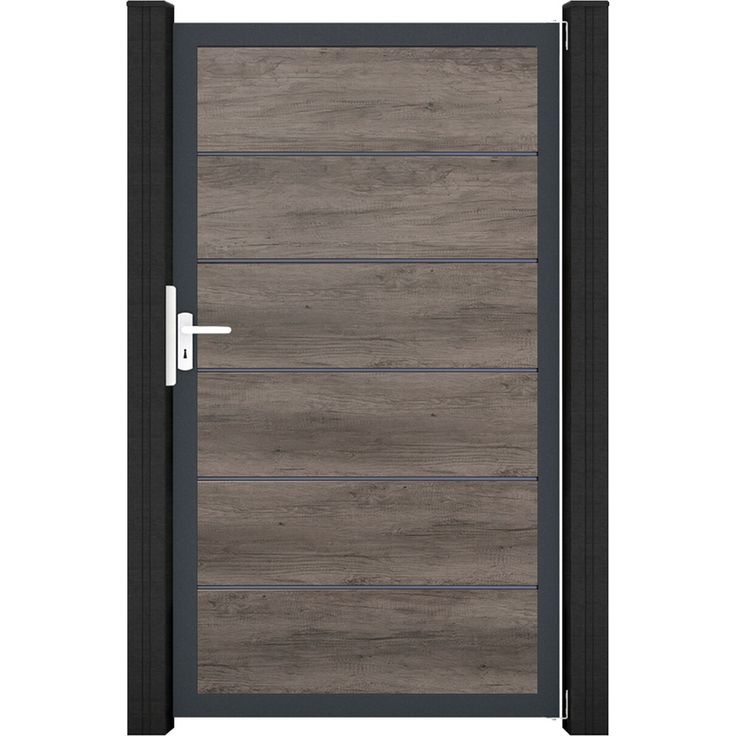 GroJa Einzeltor 'BasicLine Premium', Universal DIN, dark oak/anthrazit, 100 x 180 cm, hochwertige Kunststoffkonstruktion, made in Germany, einfache Montage, edle Füllungsgeometrie mit Lisenen
