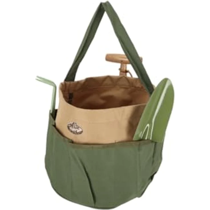 Esschert Design Gartengerätetasche, Werkzeugtasche, rund mit Seitentasche, ca. 28 cm x 28 cm x 26 cm – Bild 5