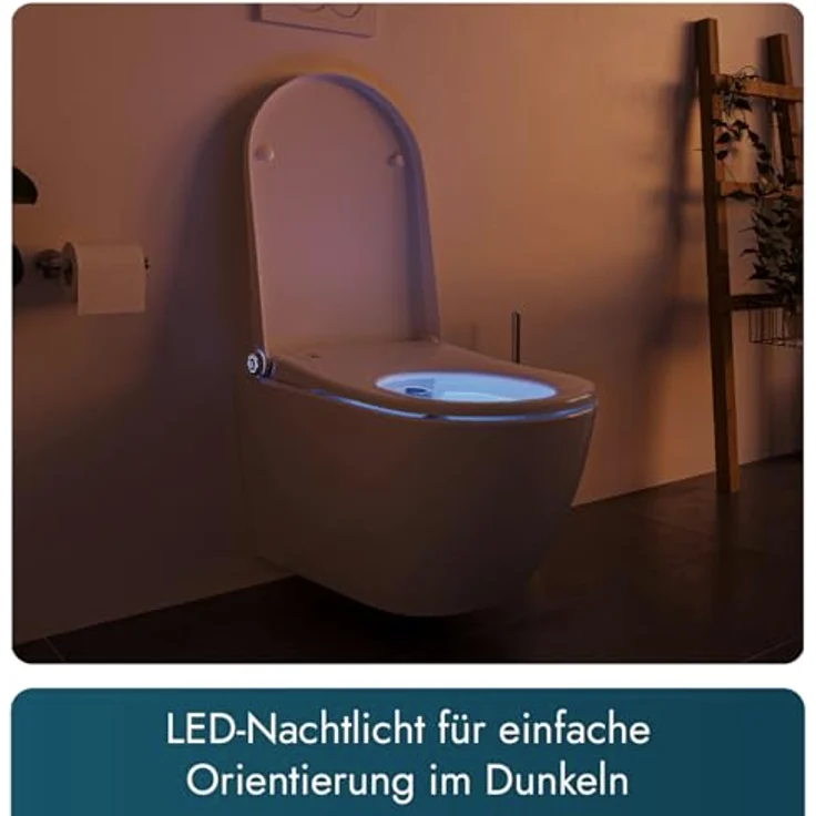 Bernstein Dusch-WC Basic 1102, spülrandlos, Edelstahl-Duscharm, Soft-Close, antibakterielle Düse, Weiß – Bild 7