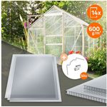 ECD Germany Gewächshaus Doppelstegplatten Hohlkammerplatten, 114-teiliges Set 121x60,5x0,4cm, transparent, UV-beständig & stoßsicher