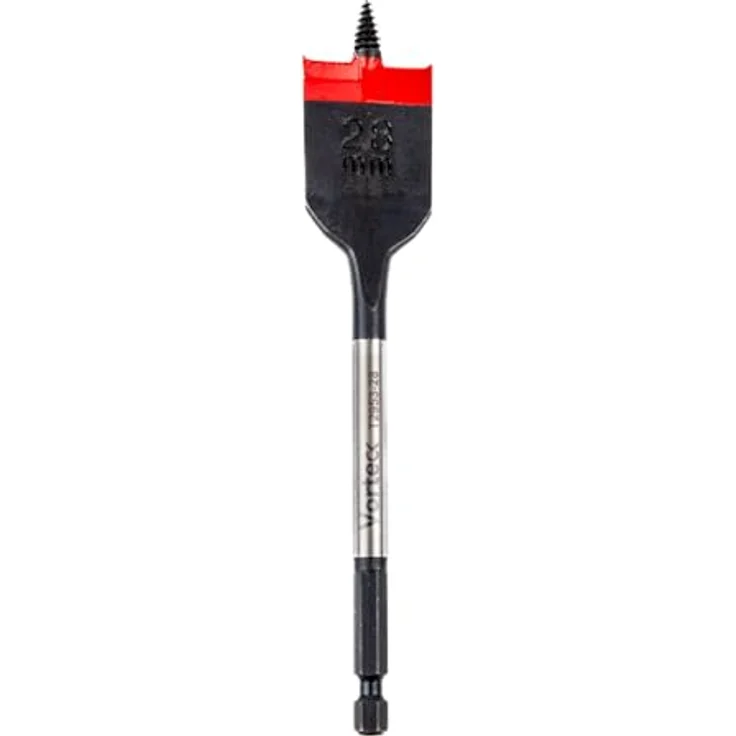 C.K Tools Vorteck Flachfräsbohrer 28 mm x 152 mm, Selbstziehende Gewindespitze, 1/4 Zoll Hex Quick Lock Schaft, Carbonstahl, schnelles Bohren für Holz und Kunststoff, CK T2953-28 – Bild 1