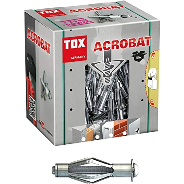 TOX Metall-Hohlraumdübel Acrobat M6 x 65 mm verzinkt, für Befestigungen in Gipskartonplatten, 25 Stück, 035101131 – Bild 2