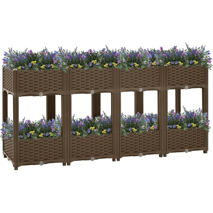 furnicato Hochbeet 160x40x71 cm Polypropylen, Braun, robustes Pflanzgefäß für Garten und Terrasse