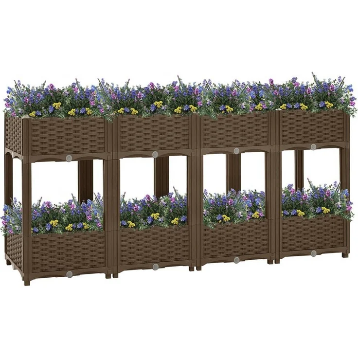 furnicato Hochbeet 160x40x71 cm Polypropylen, Braun, robustes Pflanzgefäß für Garten und Terrasse