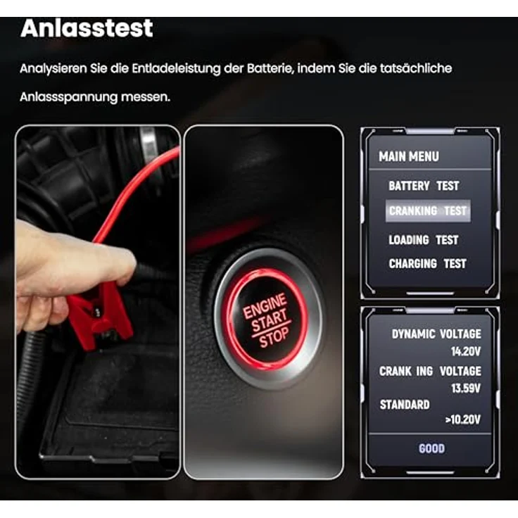 KAIWEETS KVB01 Batterietester KfZ 12V 24V, 100-2000CCA Autobatterietester Lasttester mit umfassender Batterieanalyse, für LKW Schiff SUV Boot – Bild 3