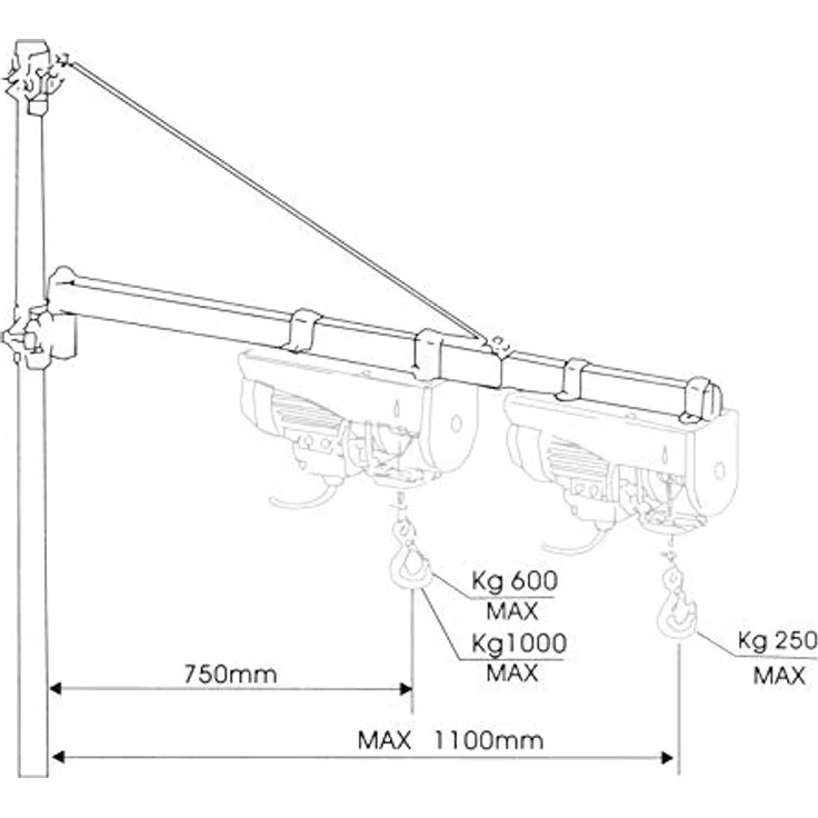 Schwenkarm Halterung Seilzug 600kg 110cm Seilwinde Seilhebezug Halterung Träger – Bild 5