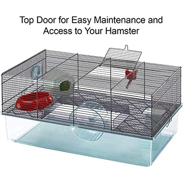 Favola Großer Hamsterkäfig, inkl. Wasserflasche, Laufrad, Futternapf und Hamsterversteck, Maße (L x B x H): 60 x 37 x 30 cm – Bild 5