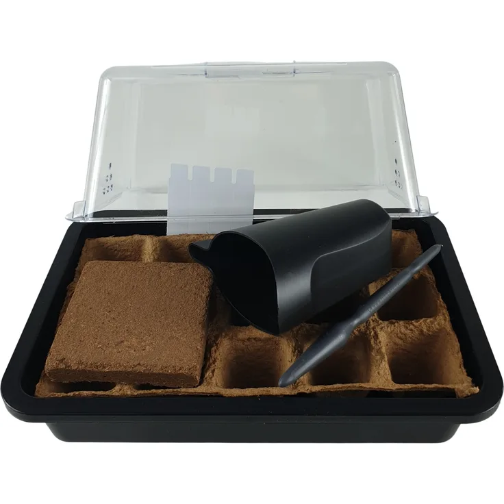 Sesua Anzucht-Set Starterset Mini-Gewächshaus mit Zubehör - Transparente Haube, praktischem Pikierstab und Gießbecher, ideal für Kräuter, Blumen und Gemüse