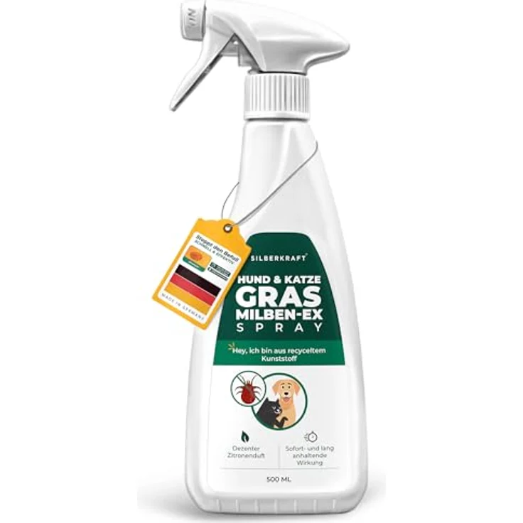 Silberkraft Grasmilben-Ex Spray für Hunde, 500 ml, effektive Linderung bei Juckreiz - gegen Milben, Parasiten, Ungeziefer – Bild 1