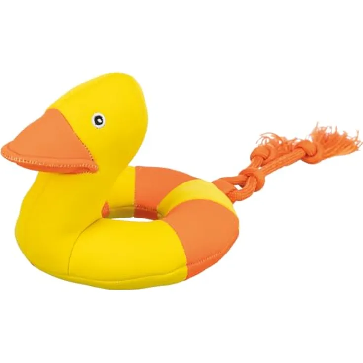 Trixie Aqua Duck auf einem Seilspielzeug für Hundetraining und Spielzwecke, macht sie aktiv und gesund