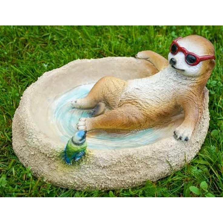 Kremers Schatzkiste Erdmännchen Eddy Vogeltränke Figur Gartenfigur 31 cm Meercat Tierfigur Gartendekoration aus Kunstharz – Bild 6