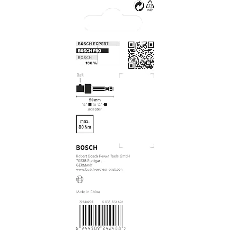 Bosch PRO Socket Adapter mit Kugelverbindung, 1/4" Sechskantschaft für Bohr- und Schlagschrauber, 50 mm – Bild 4