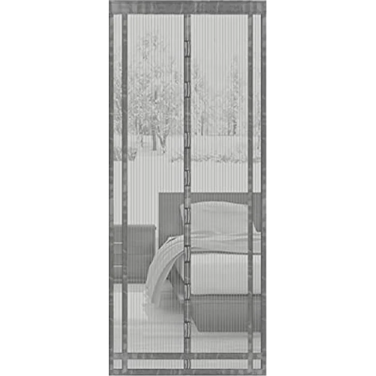 Sekey Magnet Fliegengitter Balkontür ohne Bohren Zuschneidbar, Türvorhang Fliegenschutz, Insektenschutz Tür Vorhang mit Verbreitertem Klebeband 100x220cm, Grau – Bild 1