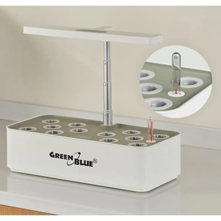 GreenBlue GB133 SMART Blumentopf, Intelligentes Indoor-Pflanzenaufzuchtsystem für 12 Pflanzen, 4L Wassertank, Vollspektrum-LEDs, Weiß – Bild 6