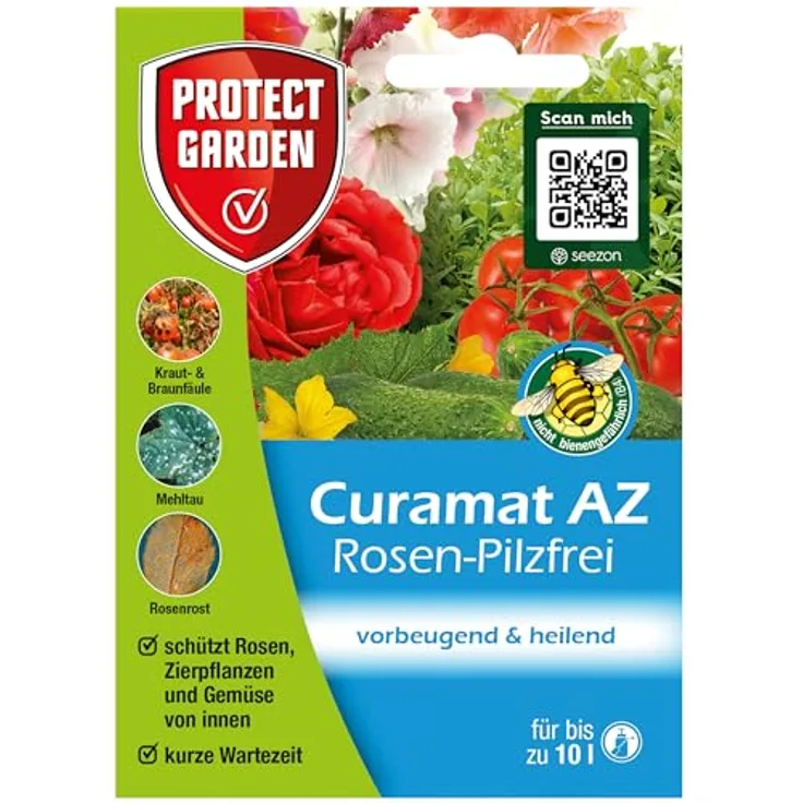 PROTECT GARDEN Curamat AZ Rosen-Pilzfrei, Konzentrat gegen Pilzkrankheiten, 2 x 4 ml, heilende und vorbeugende Wirkung für Rosen, Zierpflanzen und Gemüse, bienengefährlichkeitsfrei