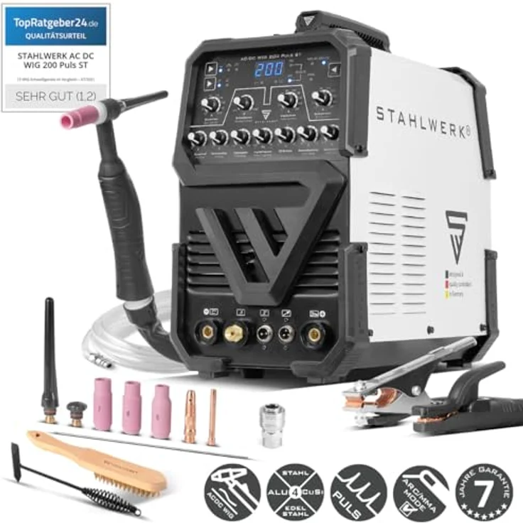 STAHLWERK Schweißgerät ACDC WIG 200 Puls ST, 2-in-1 WIG & MMA, 200A, Aluminium-Modus, IP21S, inkl. Zubehörset – Bild 2