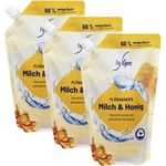 La Ligne Flüssigseife Nachfüllbeutel Milch und Honig, 3er Pack, 750 ml – Hautschonende Reinigung mit rückfettenden Substanzen